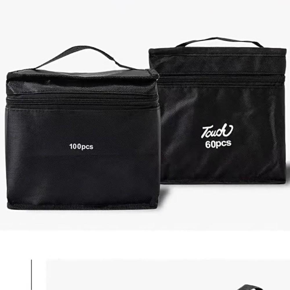Black Color Marker Pens Storage Bag Massive Storage Zippered Closure Art Markers Organizer Handbag Style Functional Storage