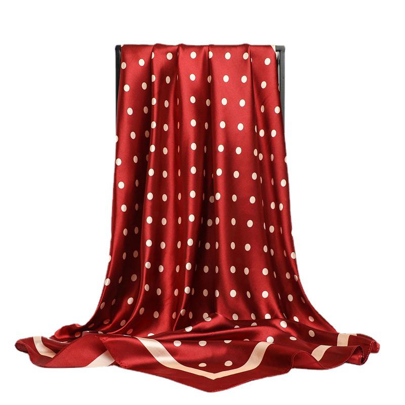 Large 90cm Polka Dot Korean Satin Scarf - Autumn/Winter Travel Shawl