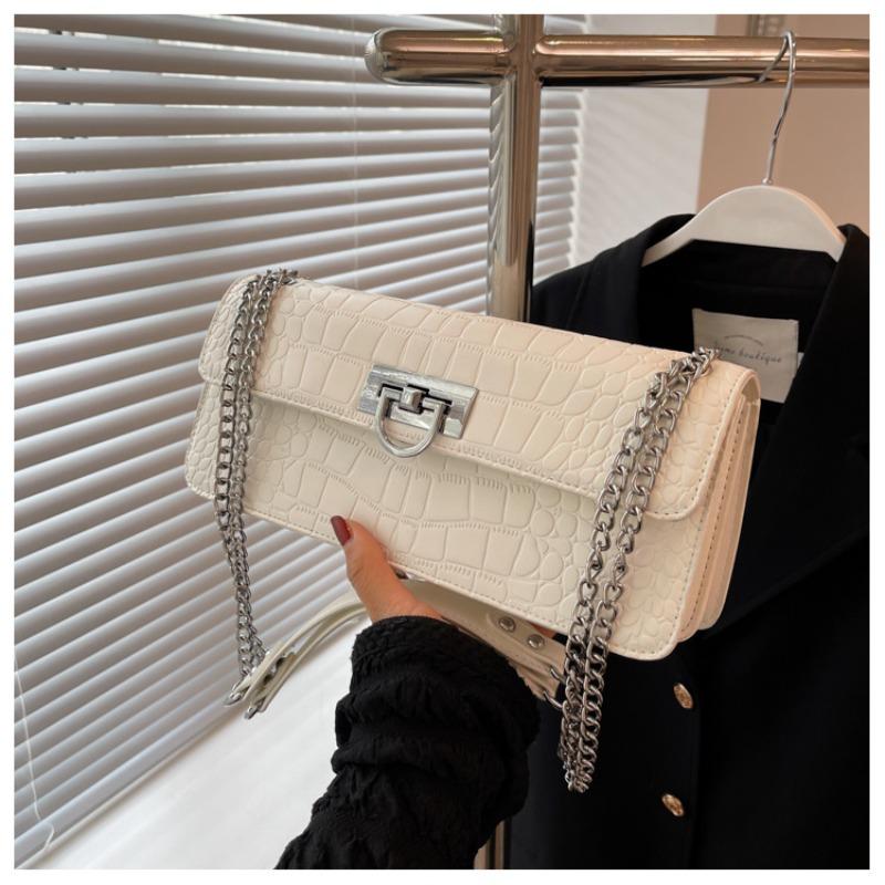 

Niche bag women s new fashion high-end sense versatile chain simple underarm baguette bag messenger bag бежевый