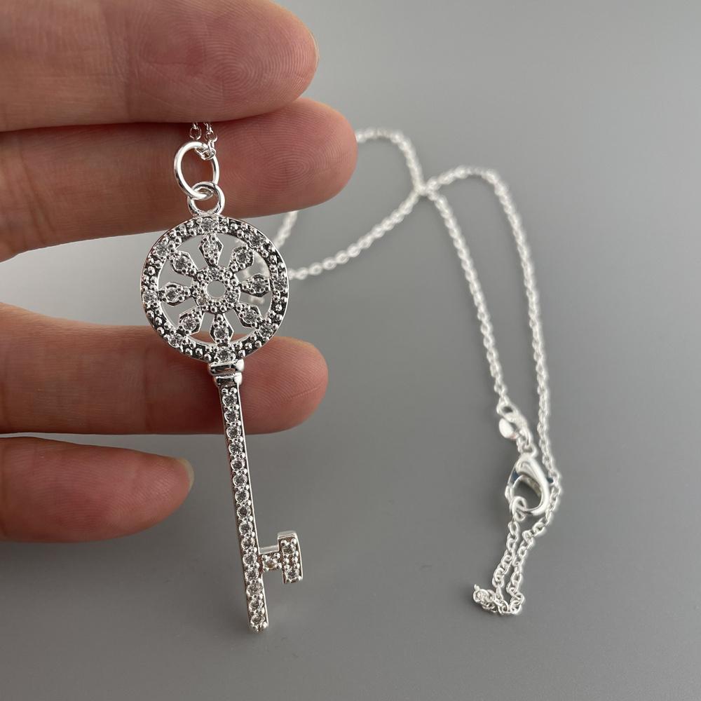 Fashionable Simple  Sterling  Necklace Cute Key Pendant Necklace For Women Jewelry Gift 46CM