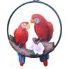 Iron Circle Double Parrot Pendant Cute Animal Sculpture Figurine Crafts Bird Statue  Lawn