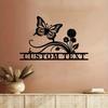 Custom Butterfly & Flowers House Number Sign – Personalized Metal Address Plaque, Nature-Inspired Decorative Home Sign