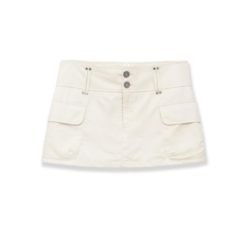 

2026 Spring Casual Mid-Waist Pocket Bar Skirt - European & American Style Extra Small