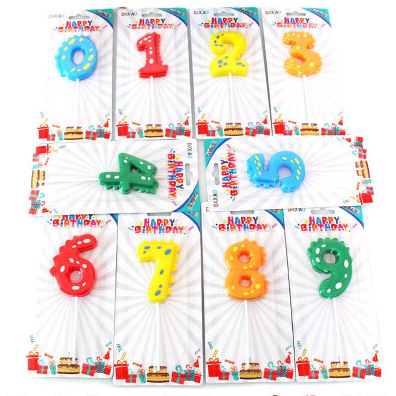 1PC Dinosaur Digital Candles Cake Decorations 0-9 Year Old Happy Birthday Cake Candle Colorful Digital Candle Party Supplies