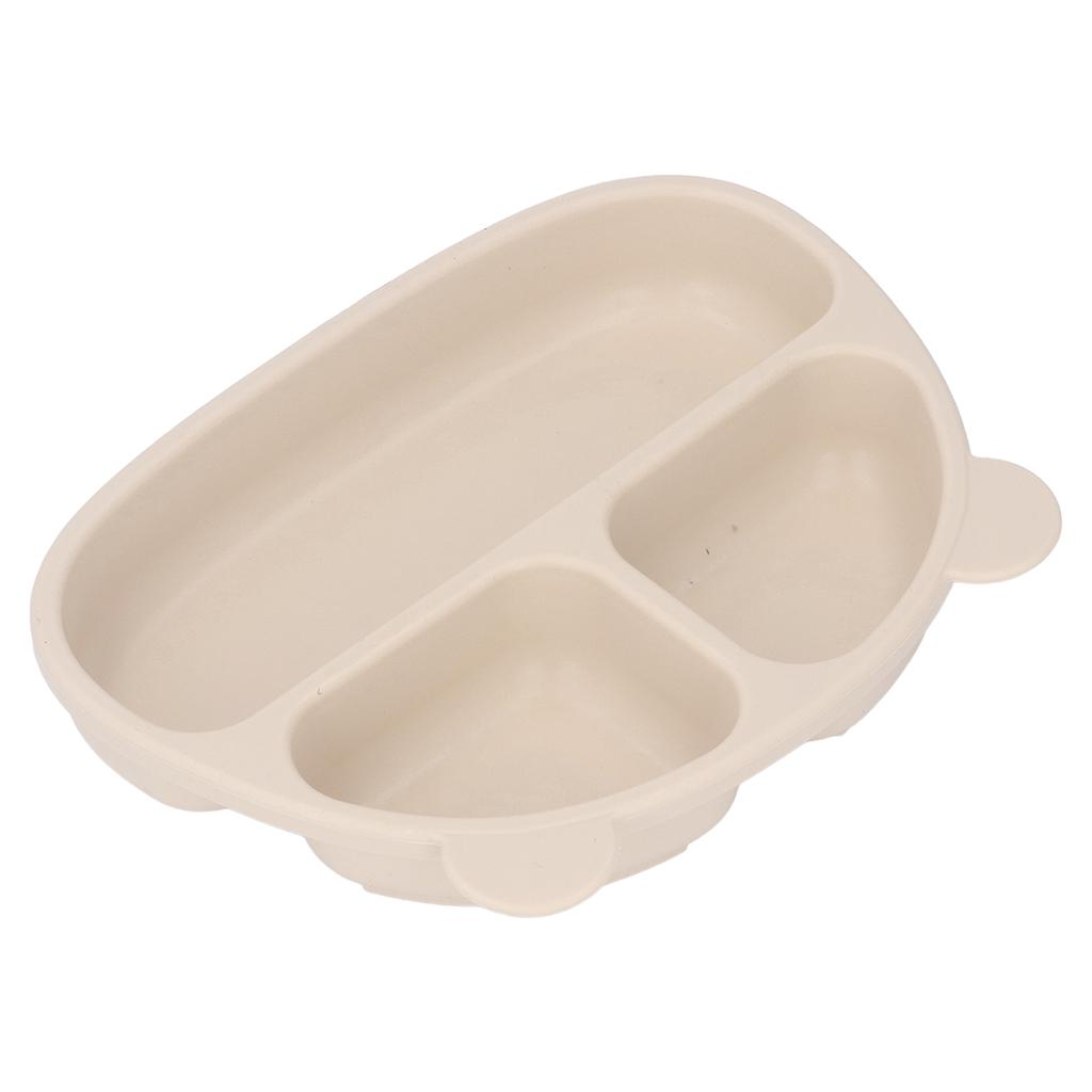 Toddler Soft Silicone Plate Home Dining Room Cute Cartoon Bear Shaped Baby Suction Plate for Snacks