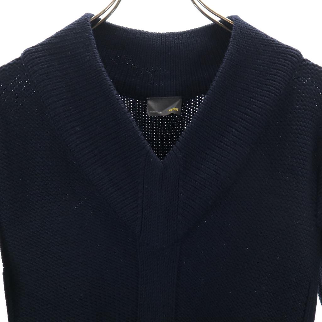 Fendi Made In Italy Long Sleeve Knit One Piece 40 Navy Women Used
