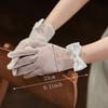 Seethrough Sheer Bowknot Bridal Gloves Elegant Nylon Easy To Wear Short Gloves for Wedding Ceremonies Bride Accessory