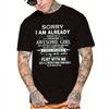 1pz T-shirt Casual da Uomo a Maniche Corte - Stampa 'Scusa, Sono Già Preso da una Persona Fantastica', Girocollo, Vestibilità Regolare, Top per Tutte le Stagioni, Regalo Perfetto per