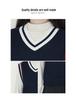 Knitted V-neck Color-Block Vest - Spring & Autumn School Uniform Style Sweater