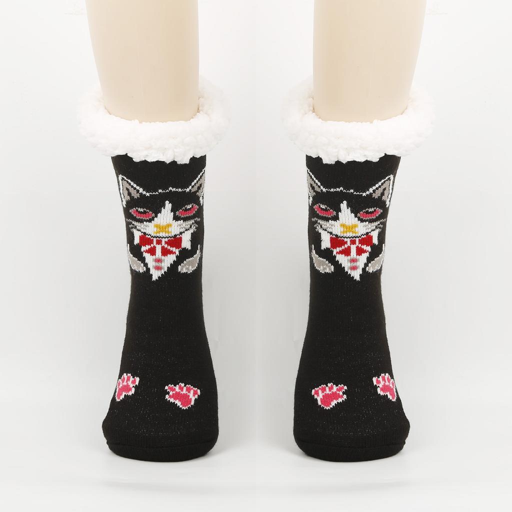 Women's Foot Covering Warm And Velvet Socks Cute Sleep Socks Home Mid Tube Floor Socks