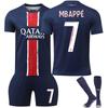 Jugendliche Kinder Erwachsene Individueller Name Fußballtrikots 24/25 PSG Heim #7 Mbappé Sport Trainings Trikot Set mit Socken