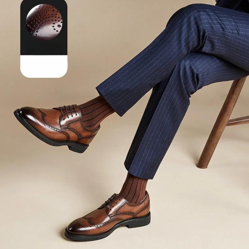 2026 Carved Block Leather Shoe Allmatch Business Dress Shoe Men Wedding Banquet Shoe Social Shoe Male British Luxury Men Shoe