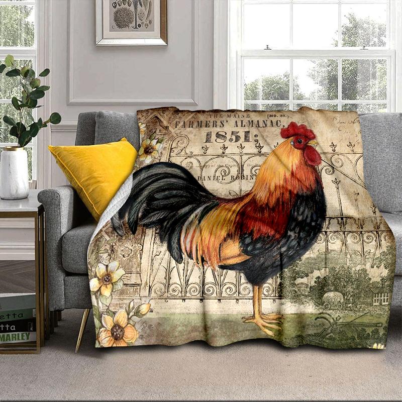Hahn Im Vintage-Garten Decke Flanelldecke Überwurfdecke Sofabezug Decke Weiche Premium-Decke Picknickdecke Fernsehendecke Geschenke