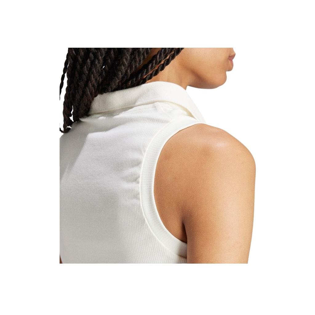 Adidas Originals Cropped Logo Slim-Fit Sleeveless Vest Women Tops White IT9858