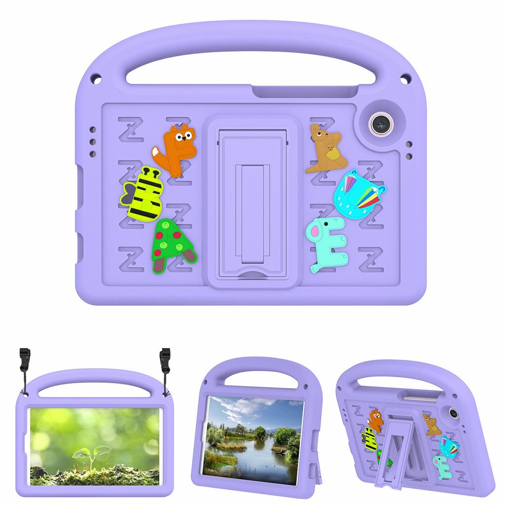 For Samsung Galaxy Tab A9 Case Cartoon Design Kickstand EVA+PC Tablet Cover with Strap