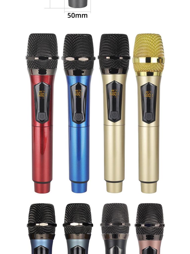 Rechargeable Wireless Microphone with Battery Display for Home KTV and Stage Live Streaming, Model One-to-Two Handheld.