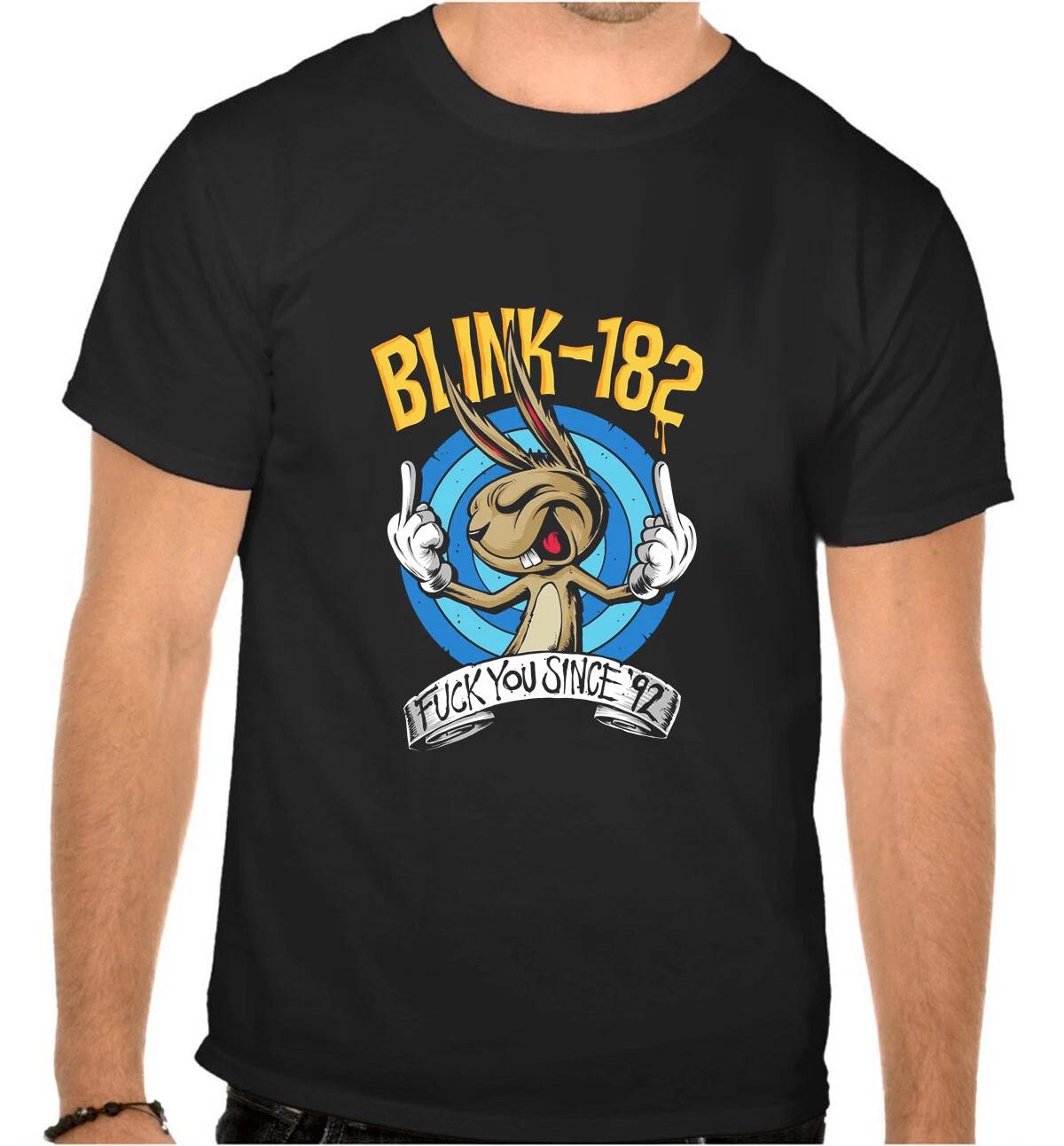Blink 182 Punk Rules Rock Music Black 100% Cotton T-shirt Mens Tees Top -1170- S