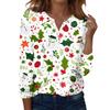 Women's Fashion Casual H Printed V-Neck Long Sleeve Decorative Button T-Shirt Tops