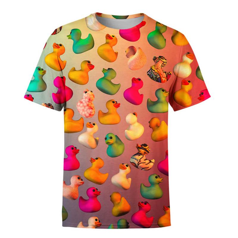 Cartoon Little Yellow Duck T-shirt 3D Print T-shirt Men Tshirt Short Sleeve Street Wear O-Neck Top Oversize Fun Tee Tops