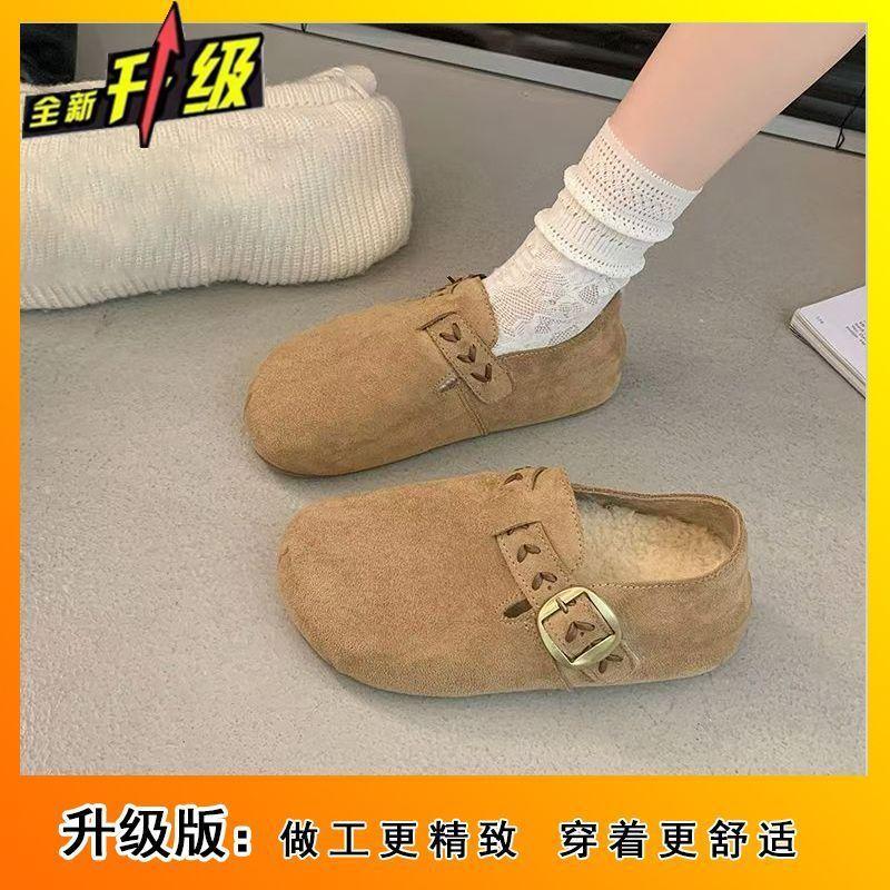 Fashion versatile women's Birkenstocks cotton shoes retro style niche comfortable casual cotton shoes women's autumn and winter new models