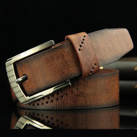 Leather Belt Hollow Colorful Reusable Pin Buckle Belt for Boy