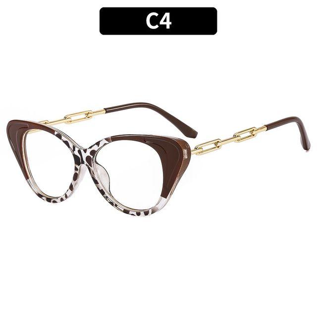 Anti-blått lysmetall Komfortabel farge Cat Eye Brilleinnfatning Dame Vintage Spring Hinge Optisk innfatning Databriller