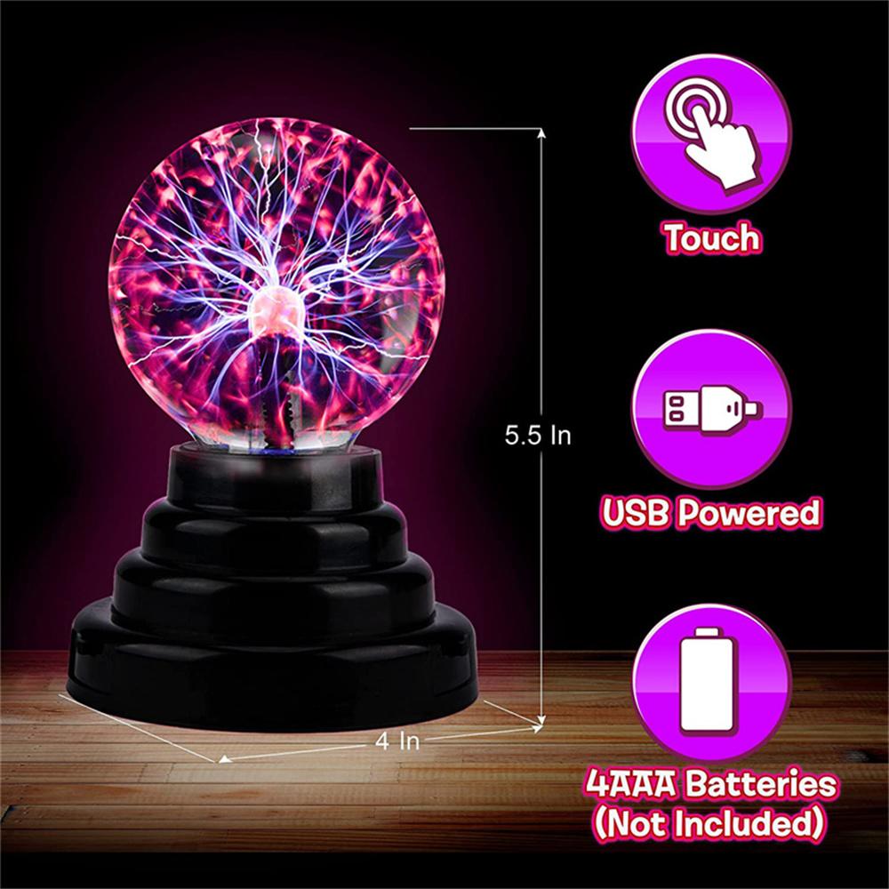 

3 Inch Novelty Glass Magic Plasma Ball Lamp 220V Touch Sensitive Atmosphere Night Light Kids Birthday Christmas Gift Lighting