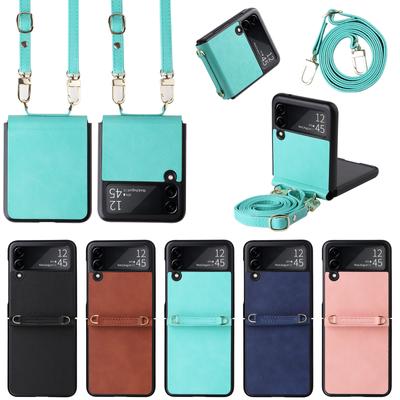 Correa de Teléfono Anti-Golpes Funda de Piel para Samsung Galaxy Z Flip 4 5g Flip3 Flip4 Flip 3 Cubierta Mate para Samsung Z Flip4