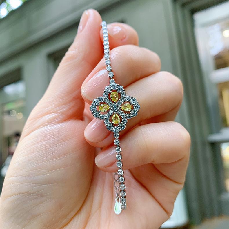 Ins Temperament Jewelry Set Simulated Yellow Necklace Colorful Treasure Bracelet Pink Earring