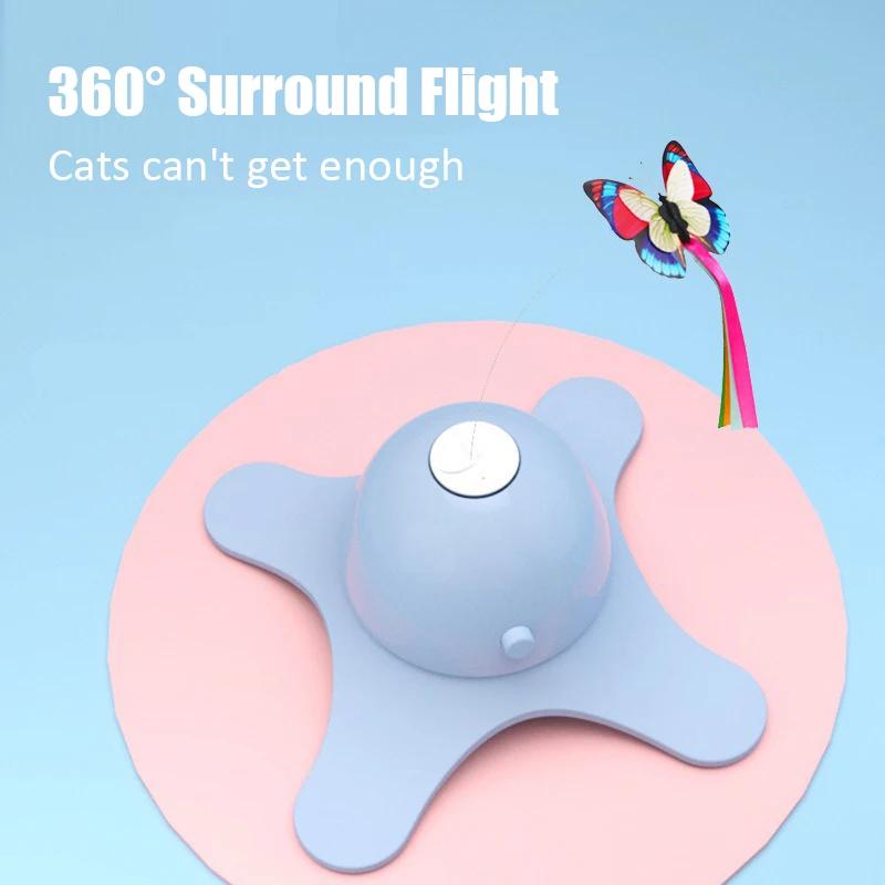 Cat Toys Electric Self-Hi Butterfly Turntable Toys Not Easily Poured Smart Teaser Cats Stick Replaceable Butterflies Supplies