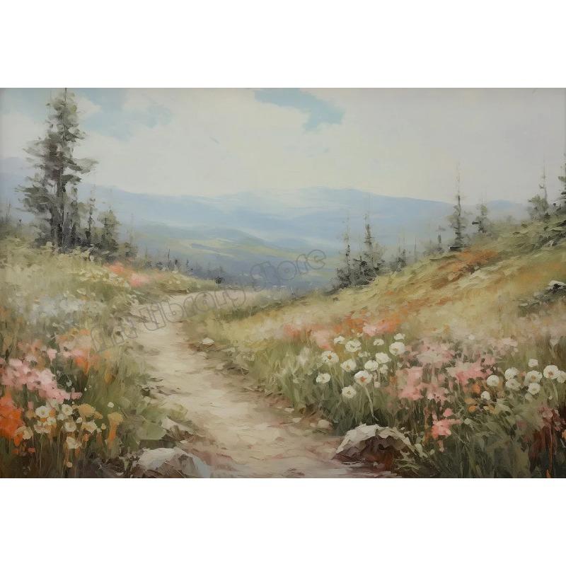 Colorful Spring Tulip Meadow Floral Grass Landscape Wall Art Poster Canvas Painting Pictures Rustic Farmhouse Office Home Decor