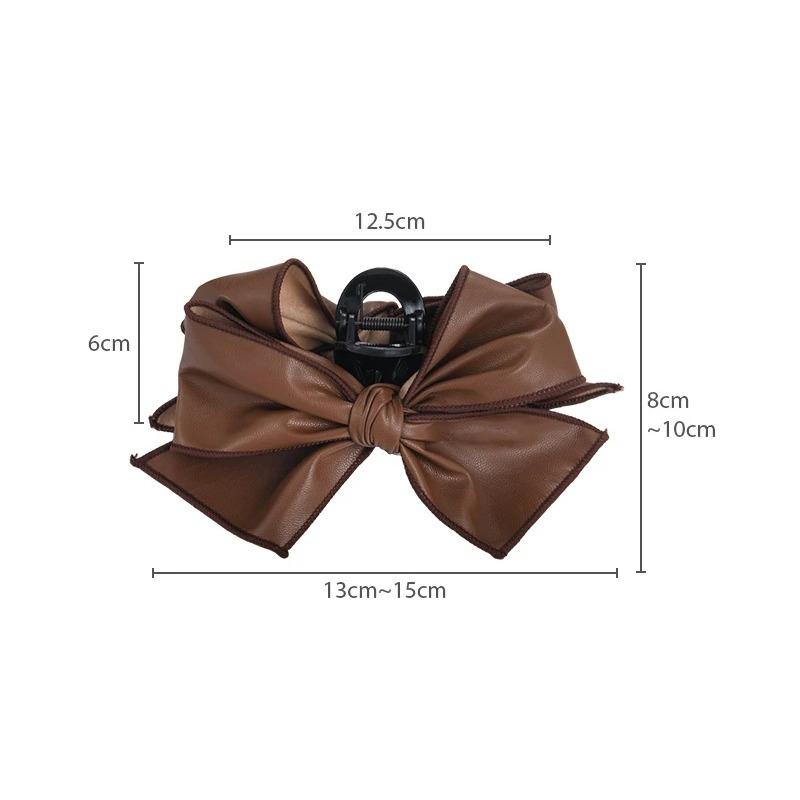Vintage PU Bow Hair Claw Clips for Women Elegant Bowknot Hairpins Barrettes Hair Accessories Large Size Ponytail Hair Clips Crab