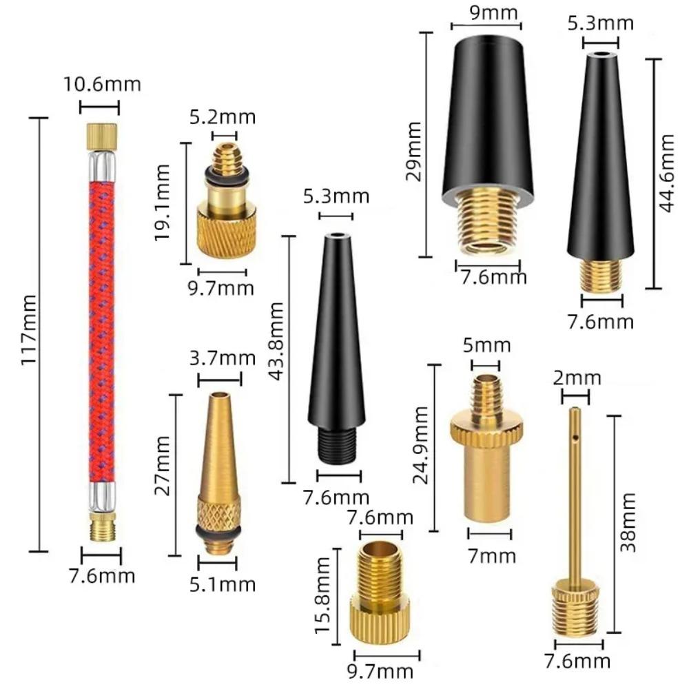 21 Pcs Copper Bicycle Valve Adapter Set SV/AV/DV Pump Adapters Air Hose Adapter for Road Bike Inflator Pump Accessory Kit
