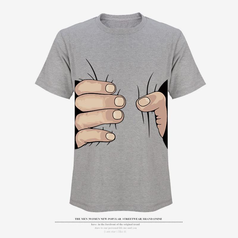 Cartoon Handgriff 3D-gedrucktes Kurzarm-T-Shirt Mock T-Shirt Herren-T-Shirt