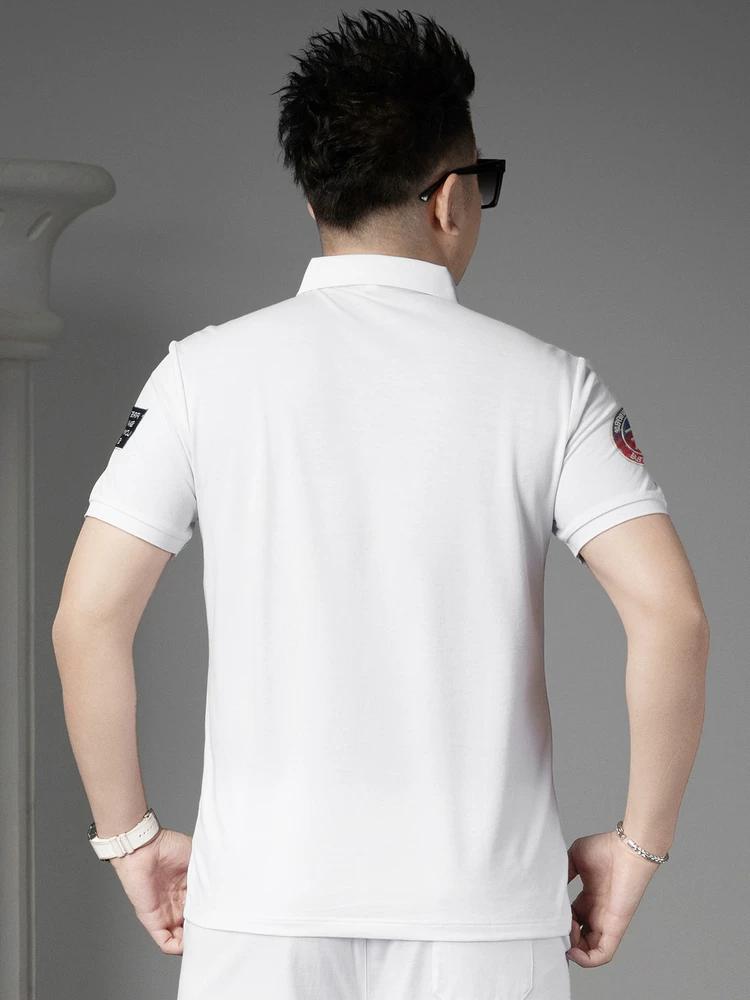 European Style Trendy Badge Embroidered Polo Shirt Men's Turn-Down Collar Short-Sleeve T-Shirt Men's 2025 New Summer Top
