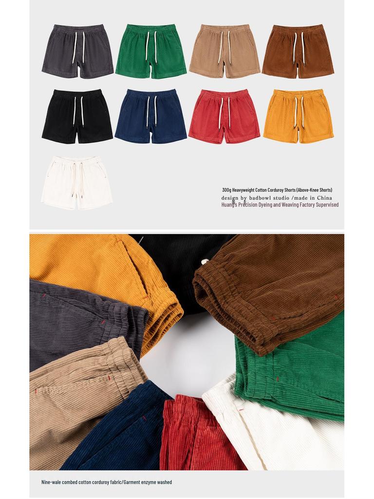 2024 Unisex Heavyweight All-Cotton Corduroy Shorts, Classic Preppy Style, Retro Washed