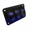 New 12V/24V 3 Gang Toggle Rocker Switch Panel Blue LED Light for Car Marine Boat