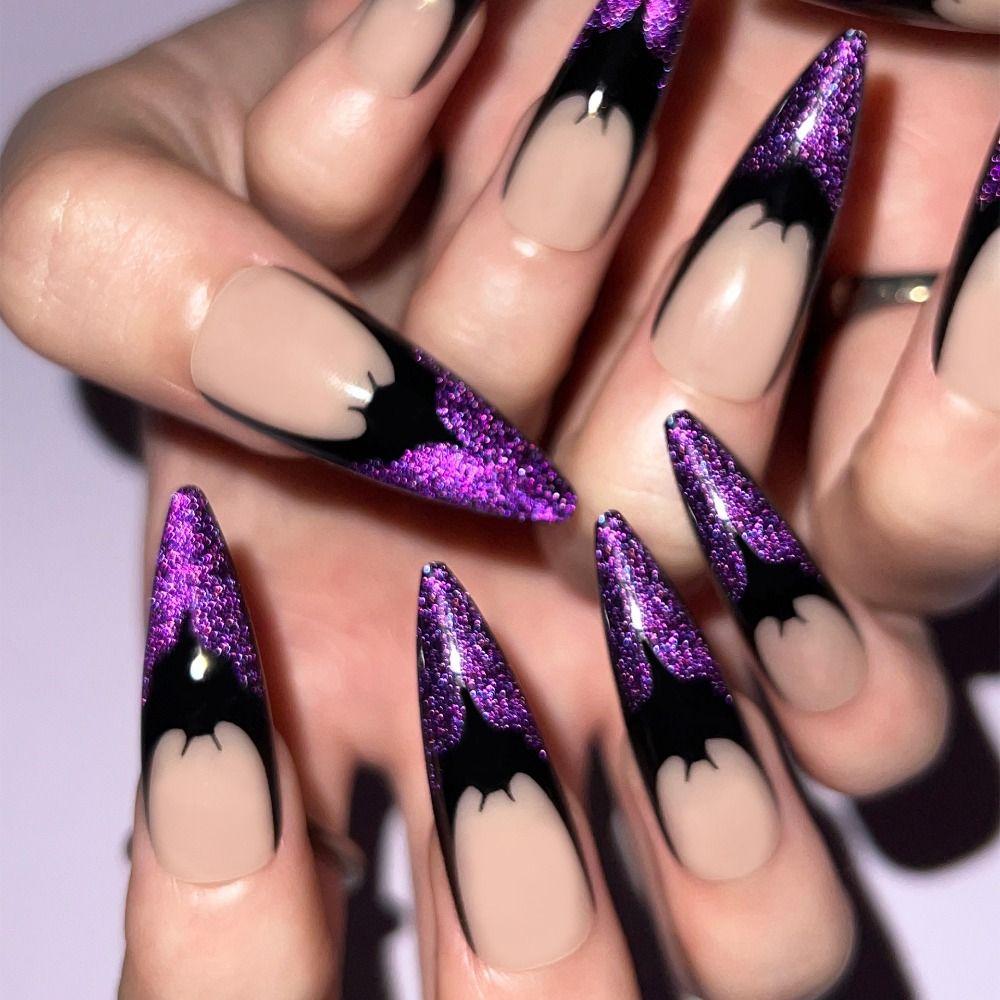 Visual Impact Halloween Press on Nails Various Styles Skeleton Patterned Fake Nails  Cosplay
