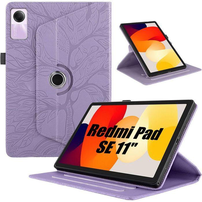 Case for Xiaomi Redmi Pad SE 11 Inches, Purple Tree Embossed Synthetic Leather Protection