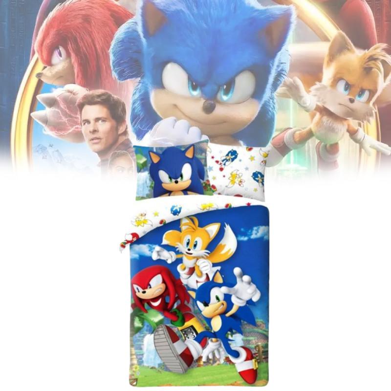 Sonic The Hedgehog Cartoon Bedding Set With Cotton Duvet Cover And Pillowcase For Bedroom Decor