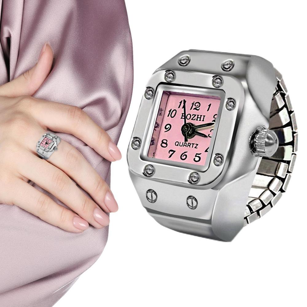 Orologio da dito punk vintage Mini cinturino elastico in lega Orologi Anelli per coppie Orologio per gioielli Orologio al quarzo romano retrò Anello per donna e ragazza