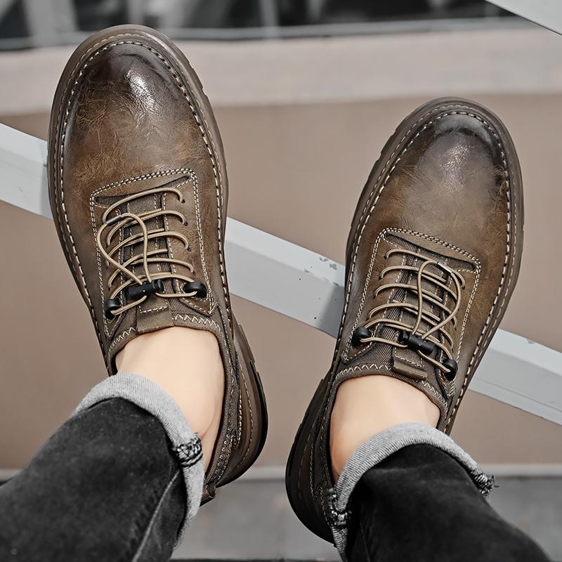 Men's Casual Leather Shoes Breathable Comfortable Men's Business Oxford Leather Flats Shoes Outdoor Fashion Men Flats