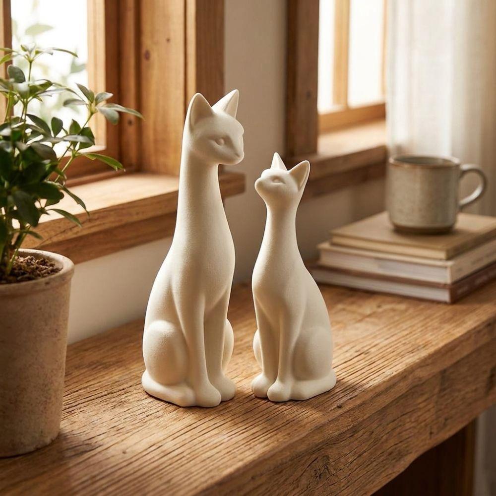 1 Pair Minimalist Minimalist Cat Statue 3D Printed Cat Table Sculpture Office