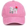 Trendy LA Rose Embroidered Washed Baseball Cap