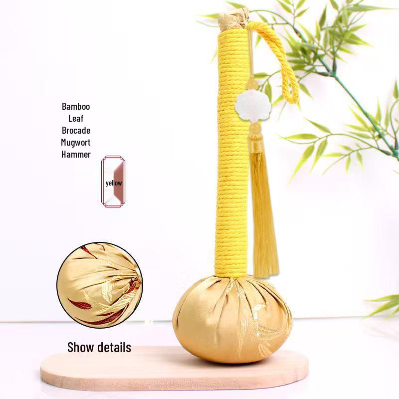 Year of the Horse Mugwort Meridian Massage Hammer - Solid Color Brocade Multifunctional Health Gift