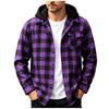 Men's Casual Long Sleeve Plaid Shirt Jacket with Hood and Pockets, Button Down Loose Fit