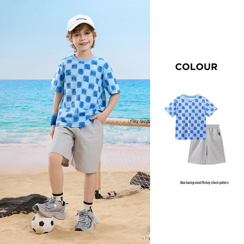 Disney Boys' Plaid Print Short Sleeve Set