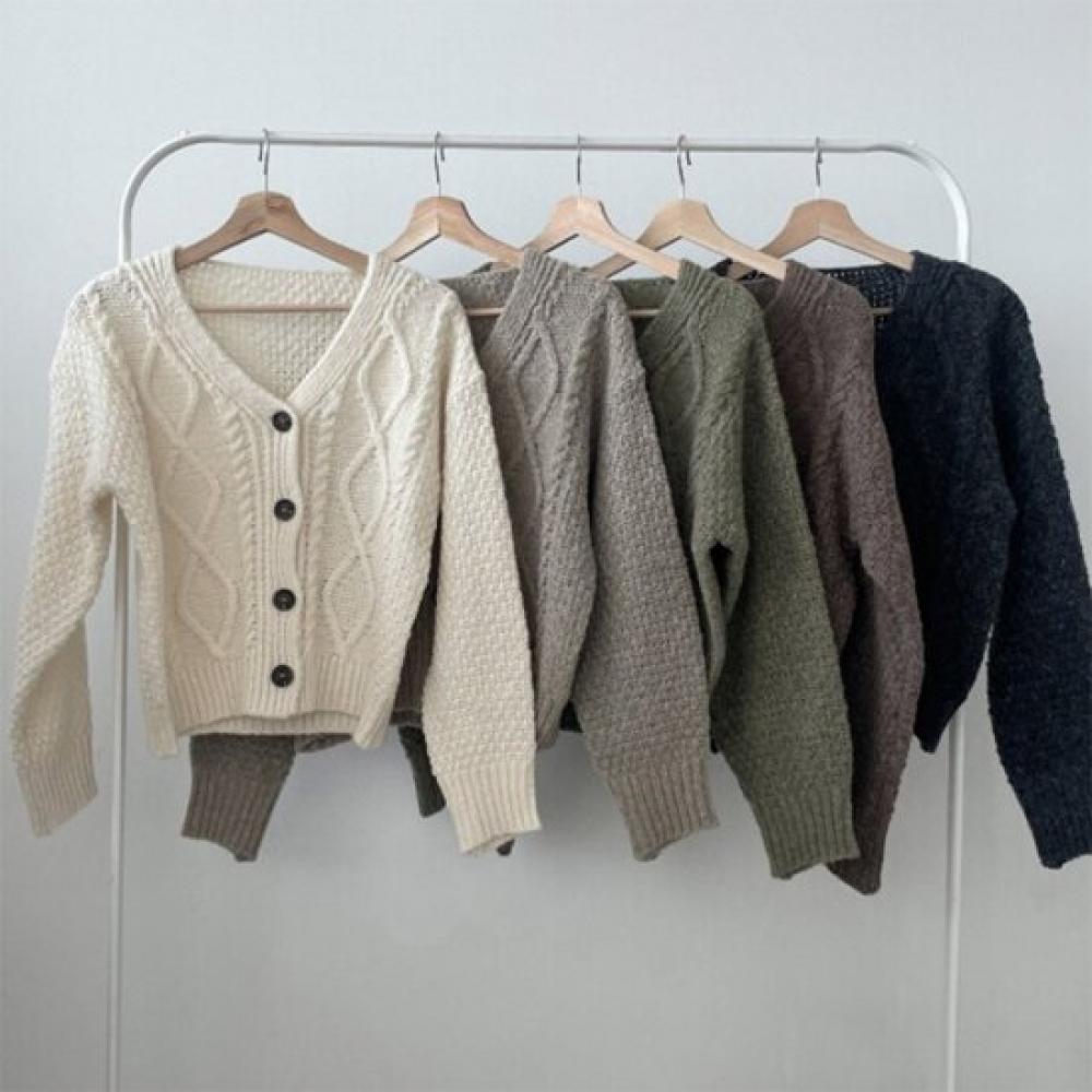 New ArriVals Open Run Fisher Cardigan V Neck Classic Cable Knit Crop