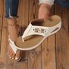 New Thick-soled Toe Hollow Slippers Women's Slope Heel Flip-flops Sewing Line Beach Large Size Cool Slippers