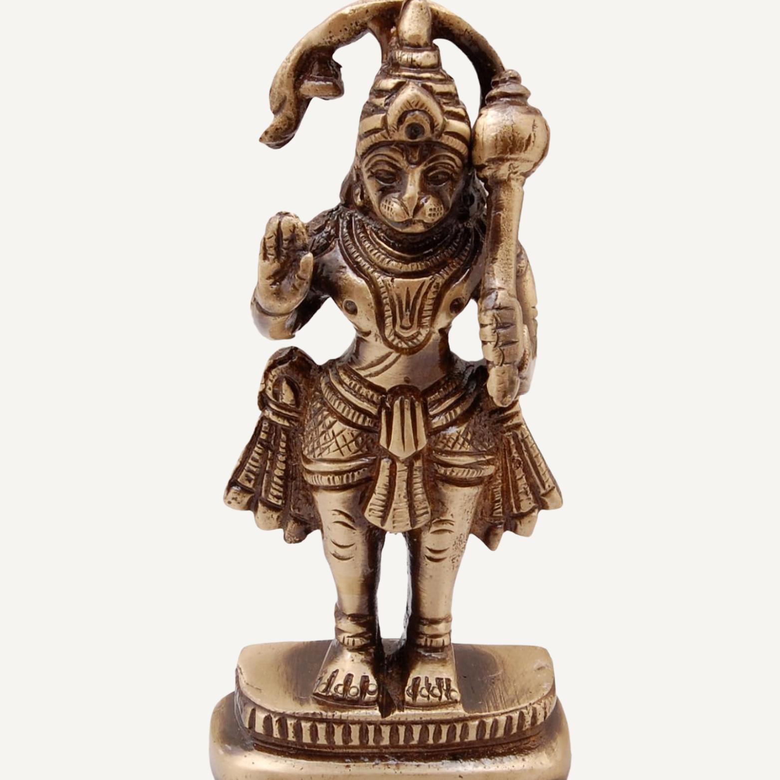Lord Hanuman Ji Brass Showpiece Idol, Bala Ji, Bajrang Bali Statue, Brown, Brass
